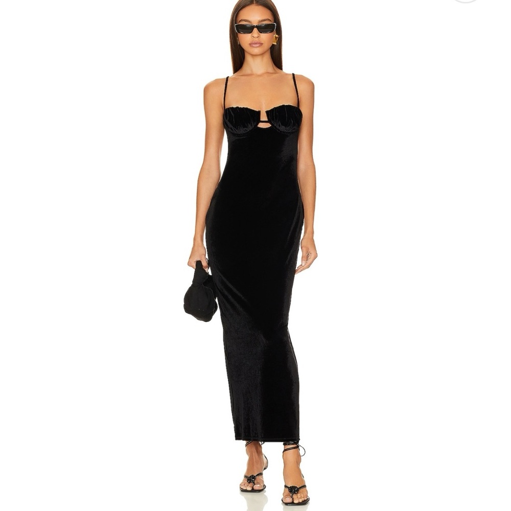 Montce swim black velvet petal dress small